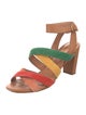 Charlotte Stone Patent Leather Colorblock Pattern Sandals