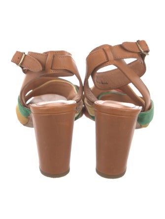 Charlotte Stone Patent Leather Colorblock Pattern Sandals