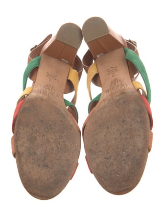 Charlotte Stone Patent Leather Colorblock Pattern Sandals