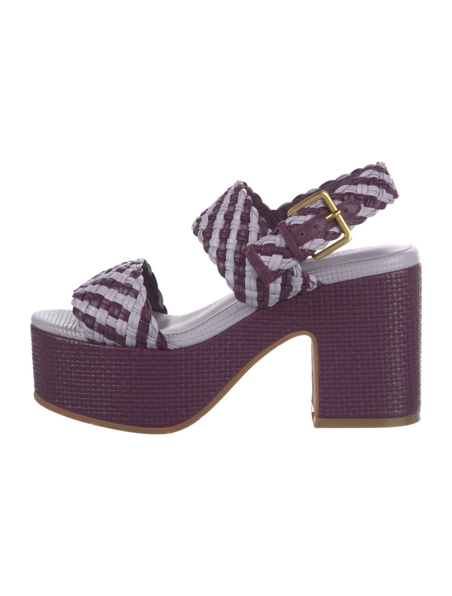 Charlotte Stone Patent Leather Striped Slingback Sandals