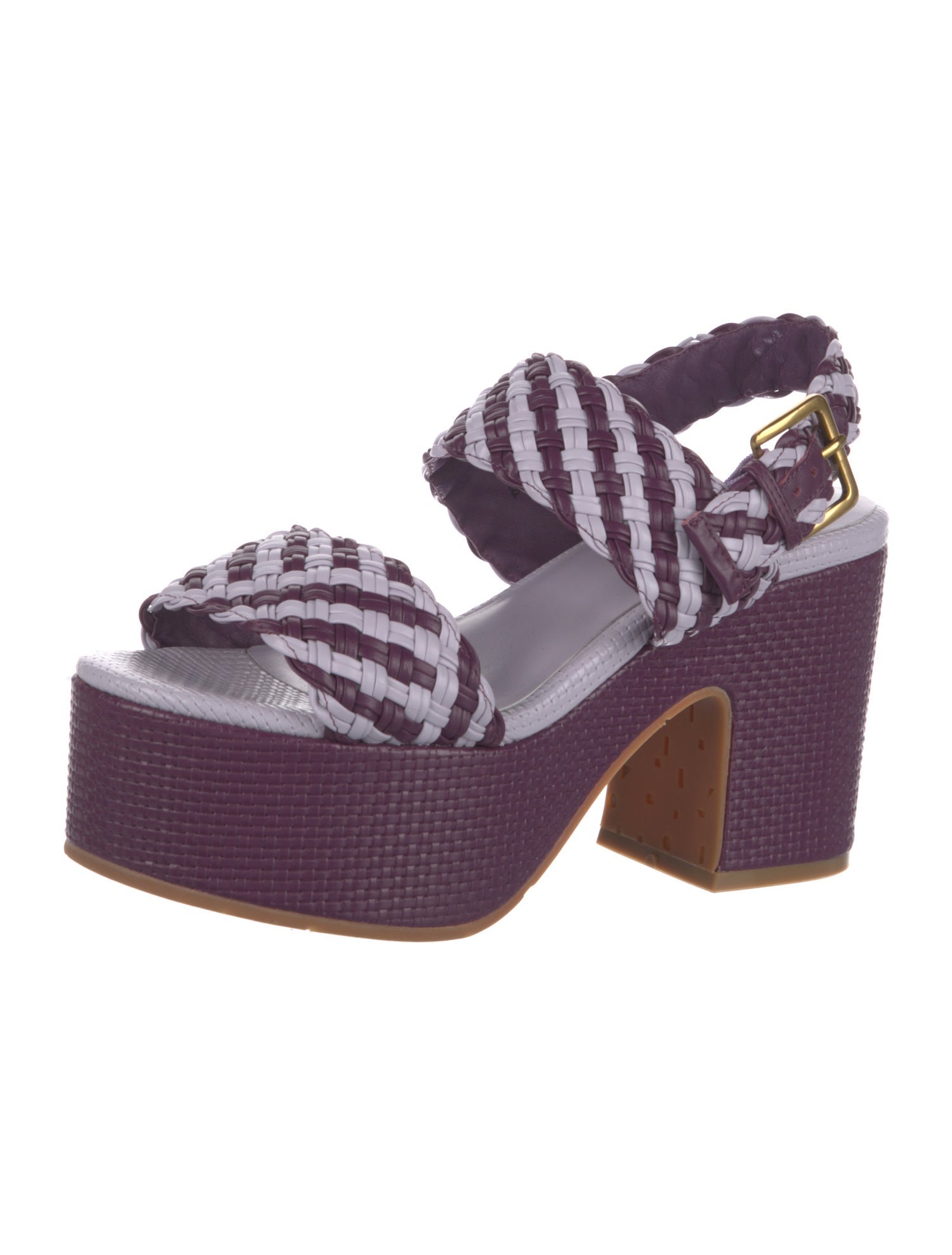 Charlotte Stone Patent Leather Striped Slingback Sandals