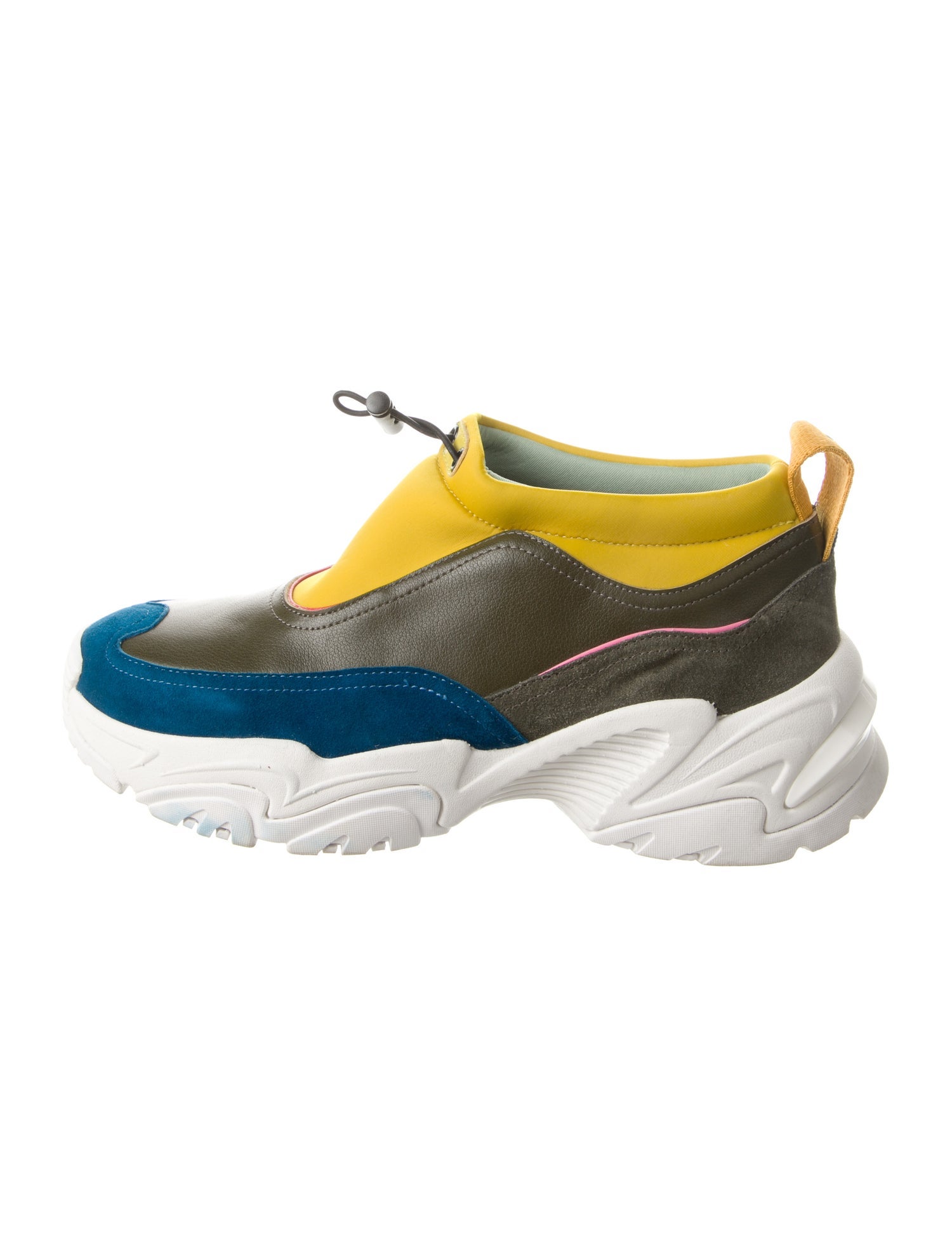 Charlotte Stone Leather Colorblock Pattern Chunky Sneakers