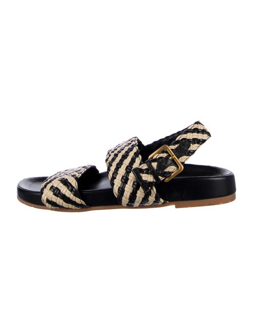 Charlotte Stone Raffia Colorblock Pattern Slingback Sandals