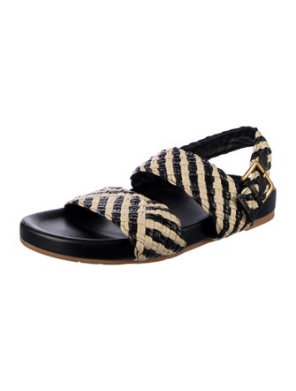 Charlotte Stone Raffia Colorblock Pattern Slingback Sandals
