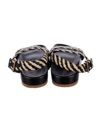 Charlotte Stone Raffia Colorblock Pattern Slingback Sandals