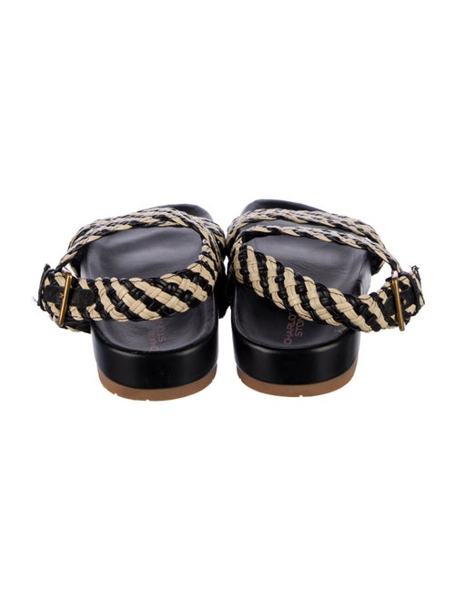 Charlotte Stone Raffia Colorblock Pattern Slingback Sandals