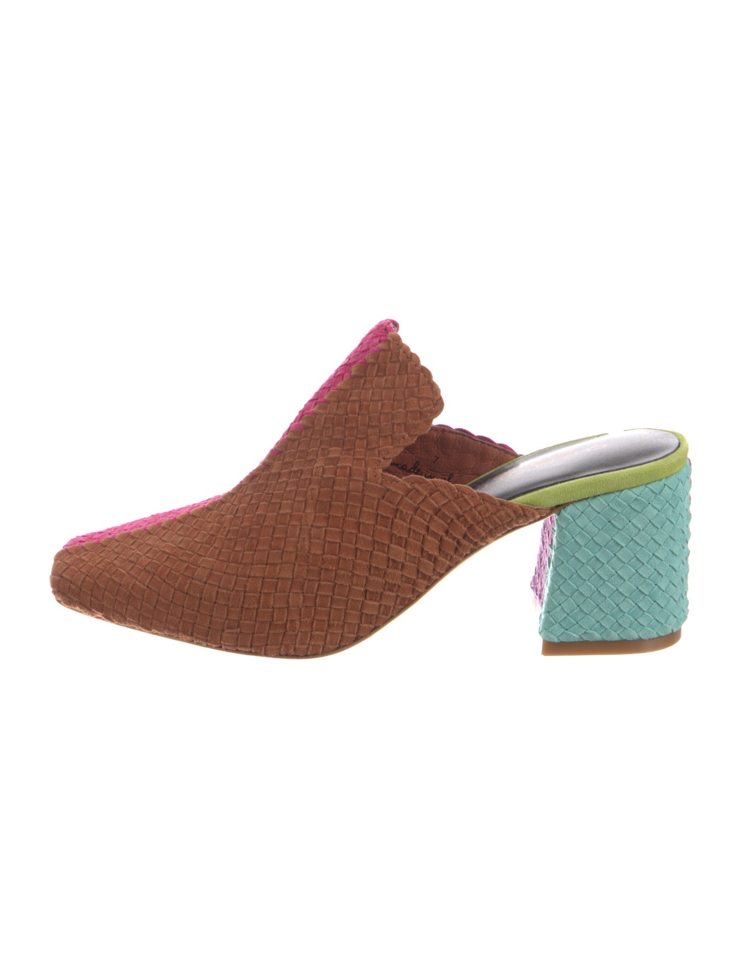 Charlotte Stone Suede Colorblock Pattern Mules