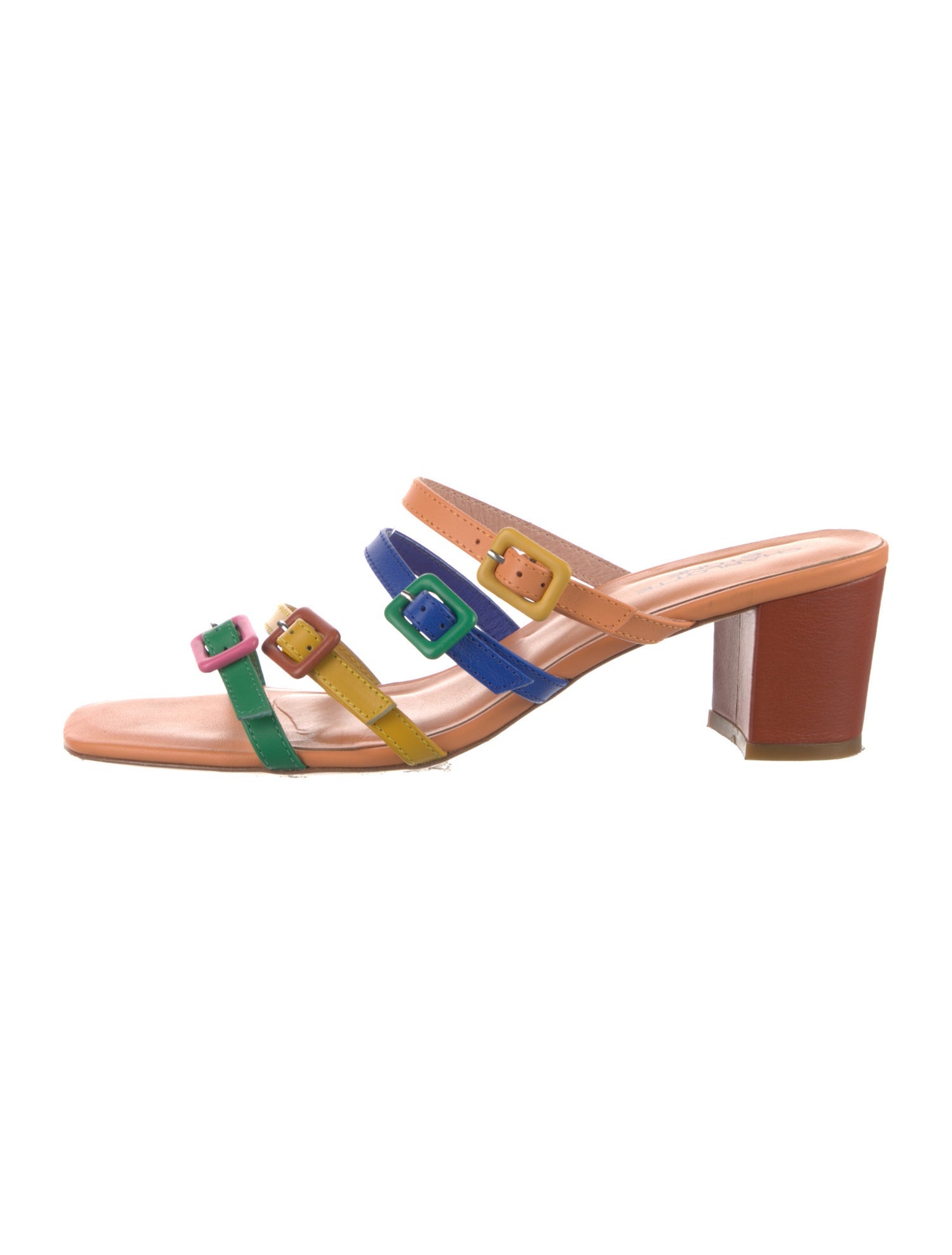 Charlotte Stone Leather Colorblock Pattern Slides