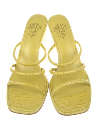 Charlotte Stone Embossed Leather Slides