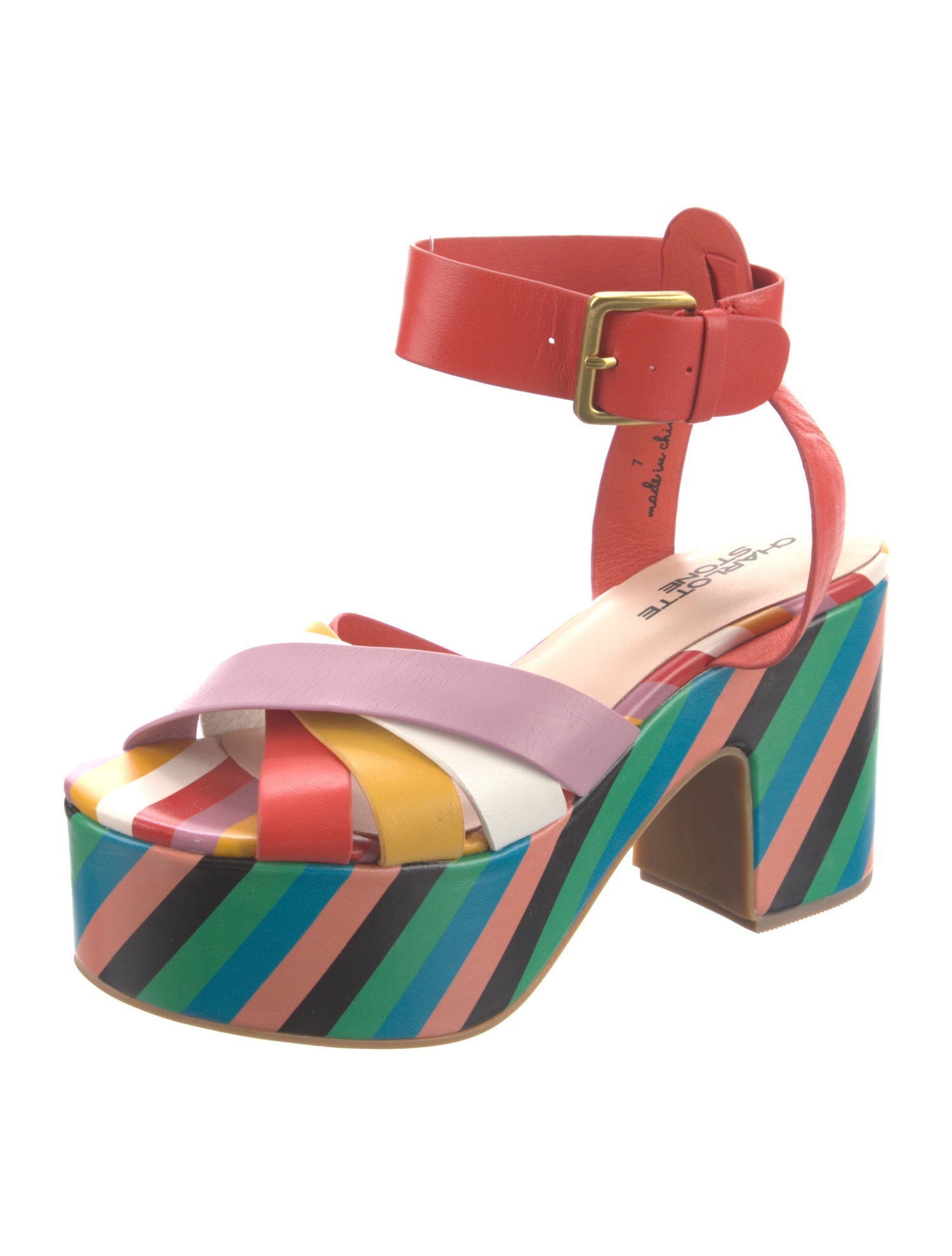 Charlotte Stone Leather Printed Sandals