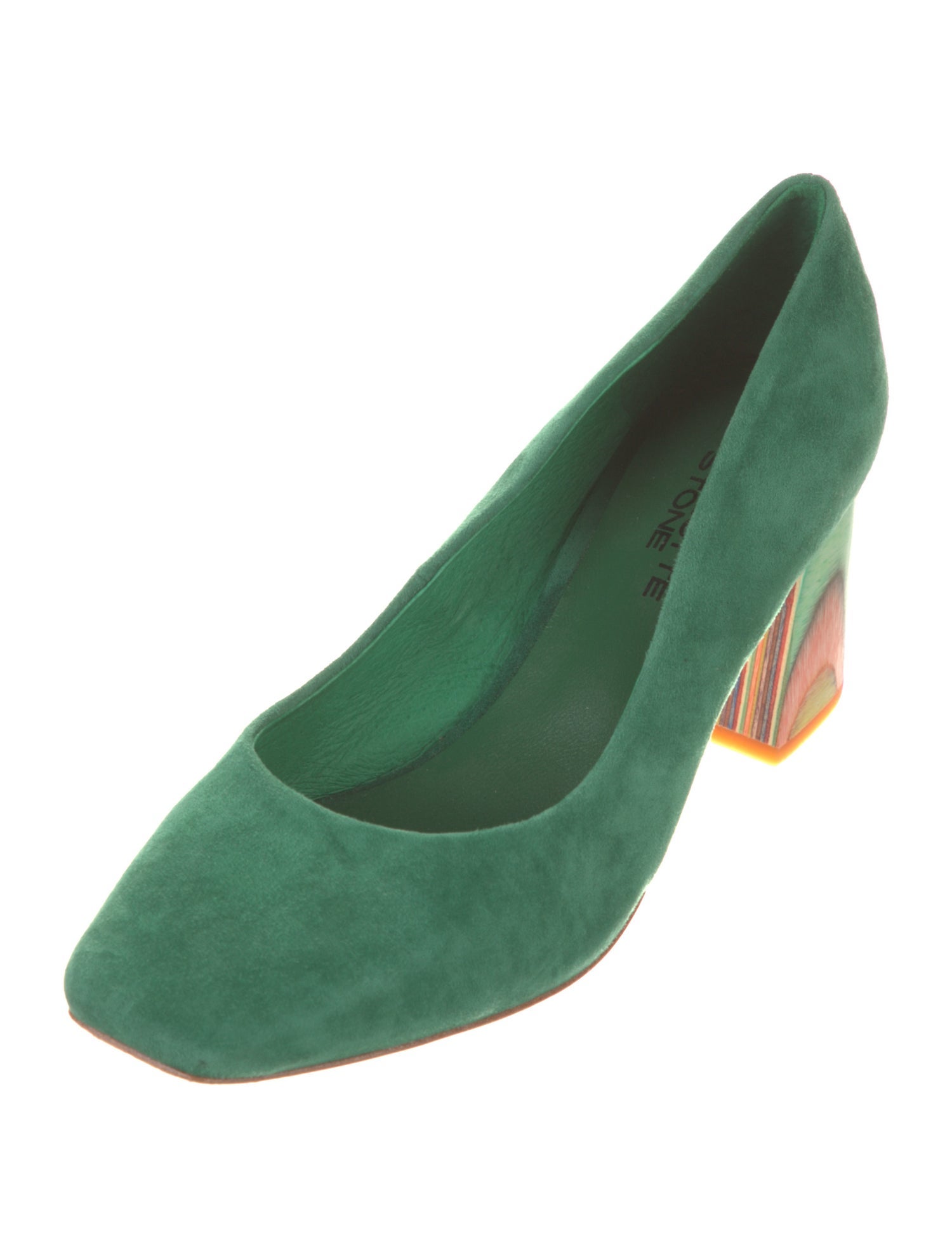 Charlotte Stone Suede Colorblock Pattern Pumps