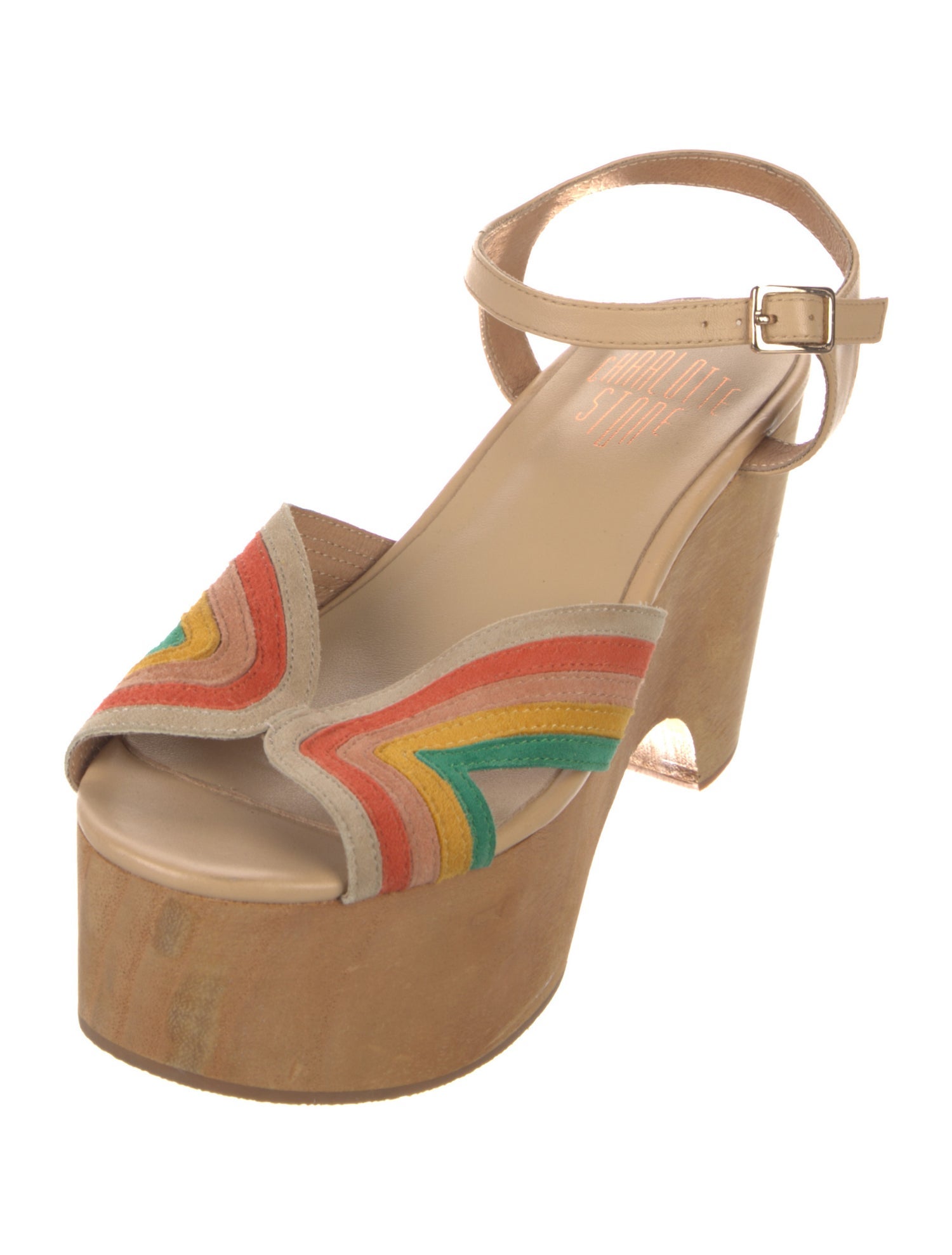 Charlotte Stone Suede Striped Slingback Sandals