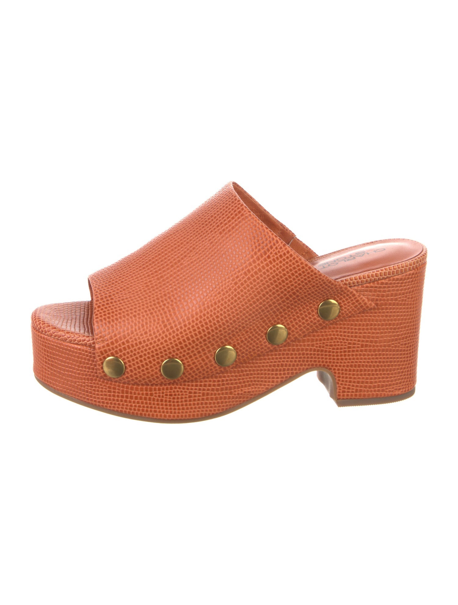 Charlotte Stone Embossed Leather Slides