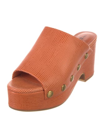 Charlotte Stone Embossed Leather Slides