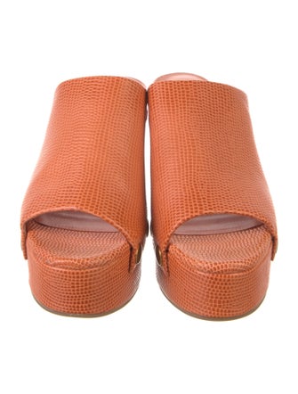 Charlotte Stone Embossed Leather Slides