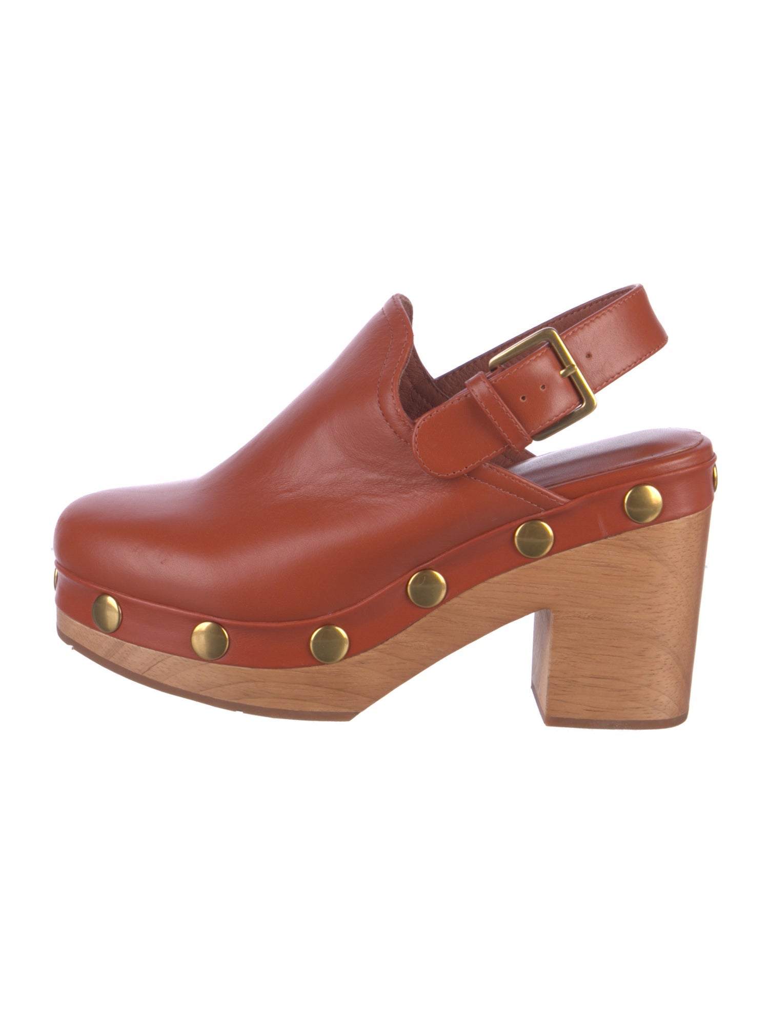 Charlotte Stone Leather Studded Accents Slingback Flats