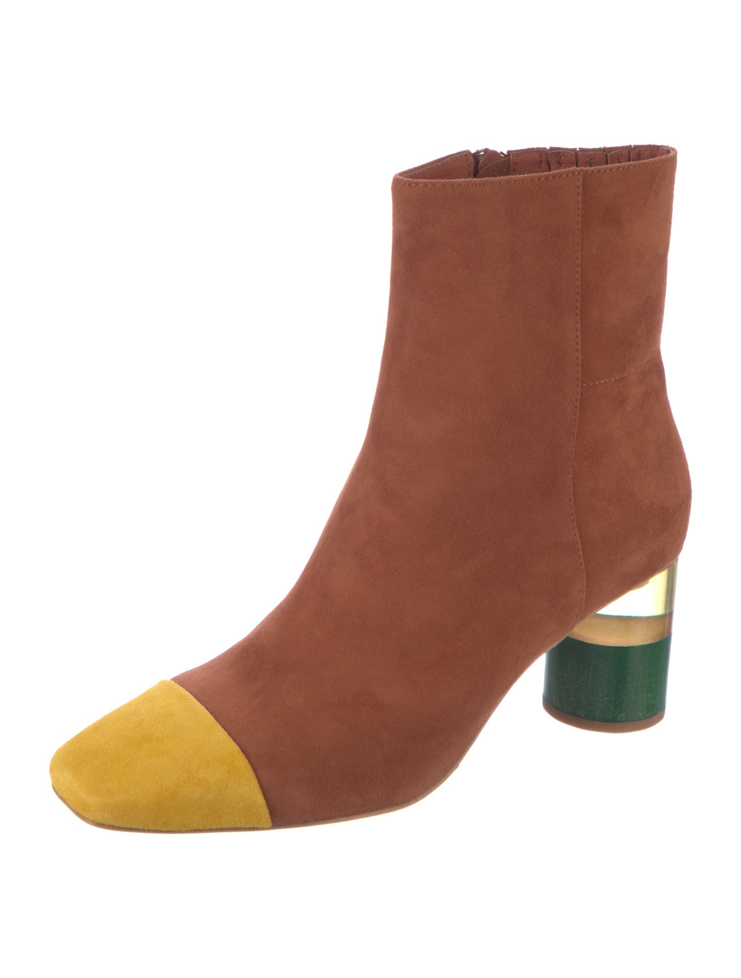 Charlotte Stone Suede Colorblock Pattern Boots