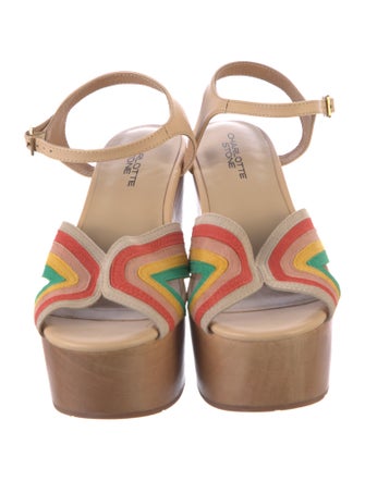 Charlotte Stone Suede Colorblock Pattern Mules