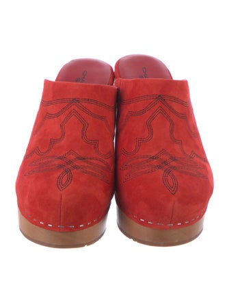 Charlotte Stone Suede Embroidered Accent Mules