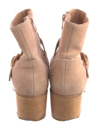 Charlotte Stone Suede Moto Boots