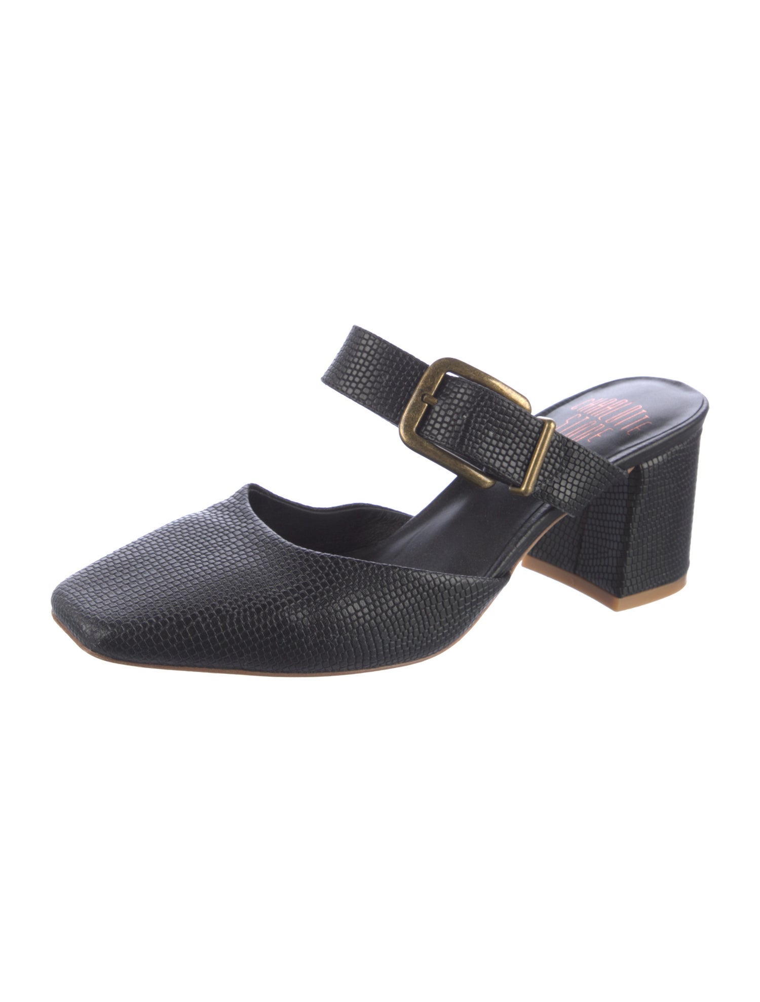 Charlotte Stone Embossed Leather Mules