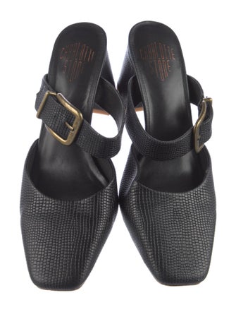 Charlotte Stone Embossed Leather Mules