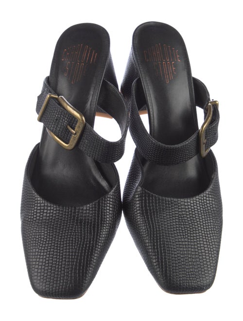 Charlotte Stone Embossed Leather Mules