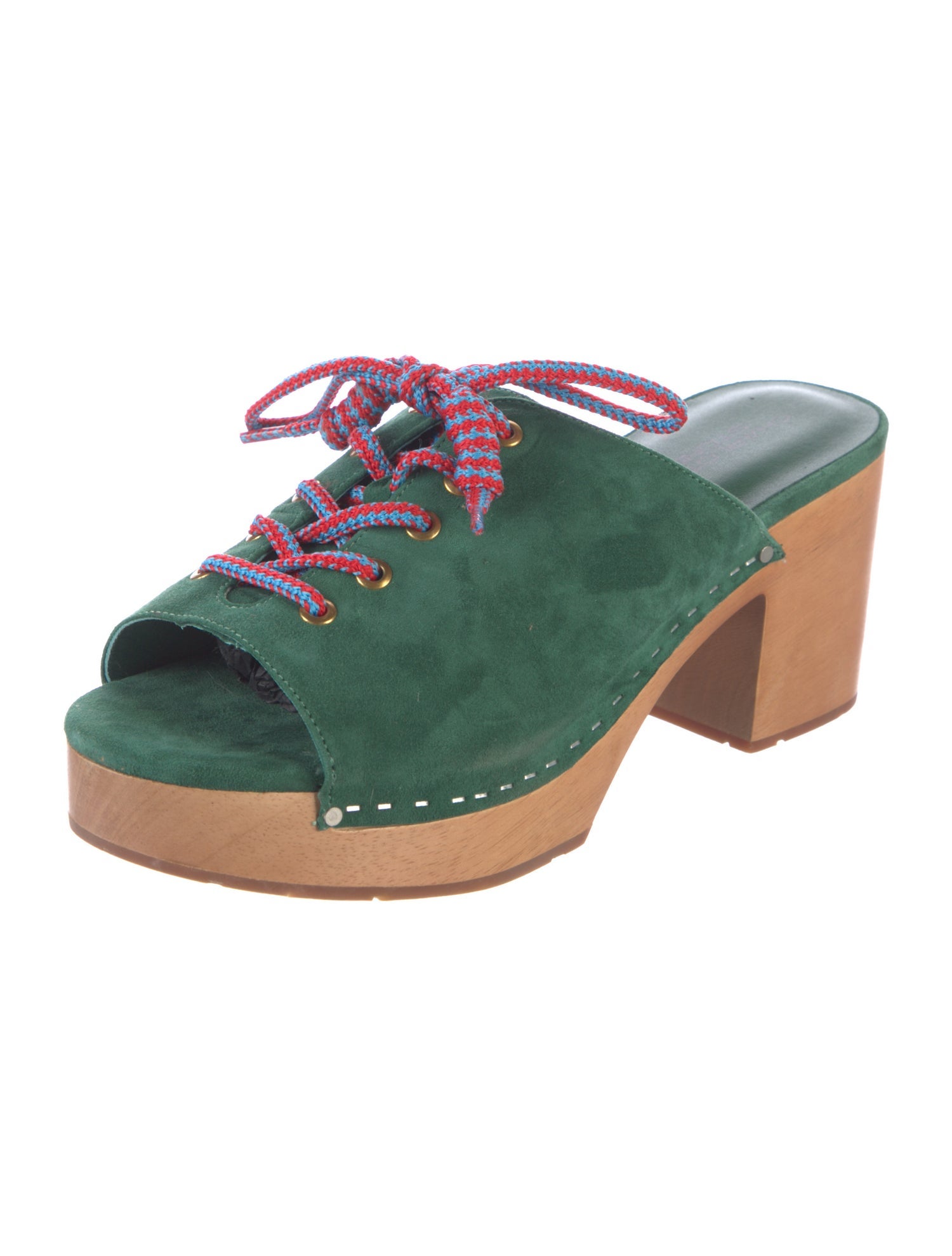 Charlotte Stone Suede Whipstitch Trim Slides