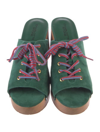 Charlotte Stone Suede Whipstitch Trim Slides