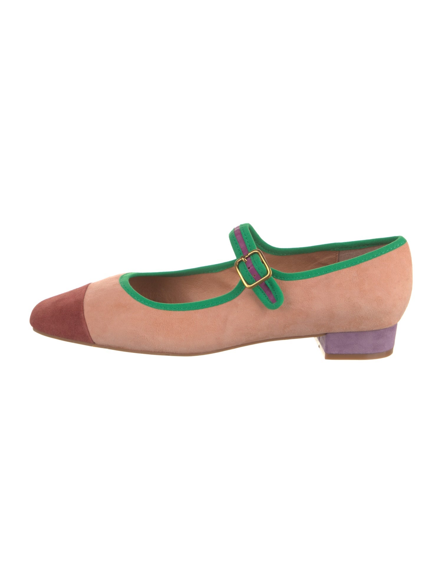 Charlotte Stone Suede Colorblock Pattern Mary Jane Flats