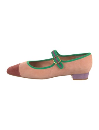 Charlotte Stone Suede Colorblock Pattern Mary Jane Flats