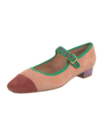 Charlotte Stone Suede Colorblock Pattern Mary Jane Flats