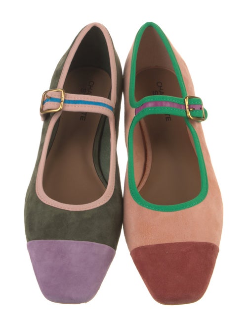 Charlotte Stone Suede Colorblock Pattern Mary Jane Flats