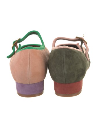 Charlotte Stone Suede Colorblock Pattern Mary Jane Flats