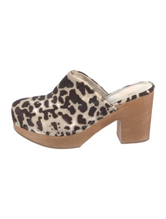 Charlotte Stone Calfskin Animal Print Mules