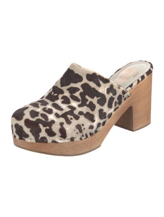 Charlotte Stone Calfskin Animal Print Mules