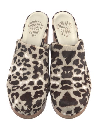 Charlotte Stone Calfskin Animal Print Mules