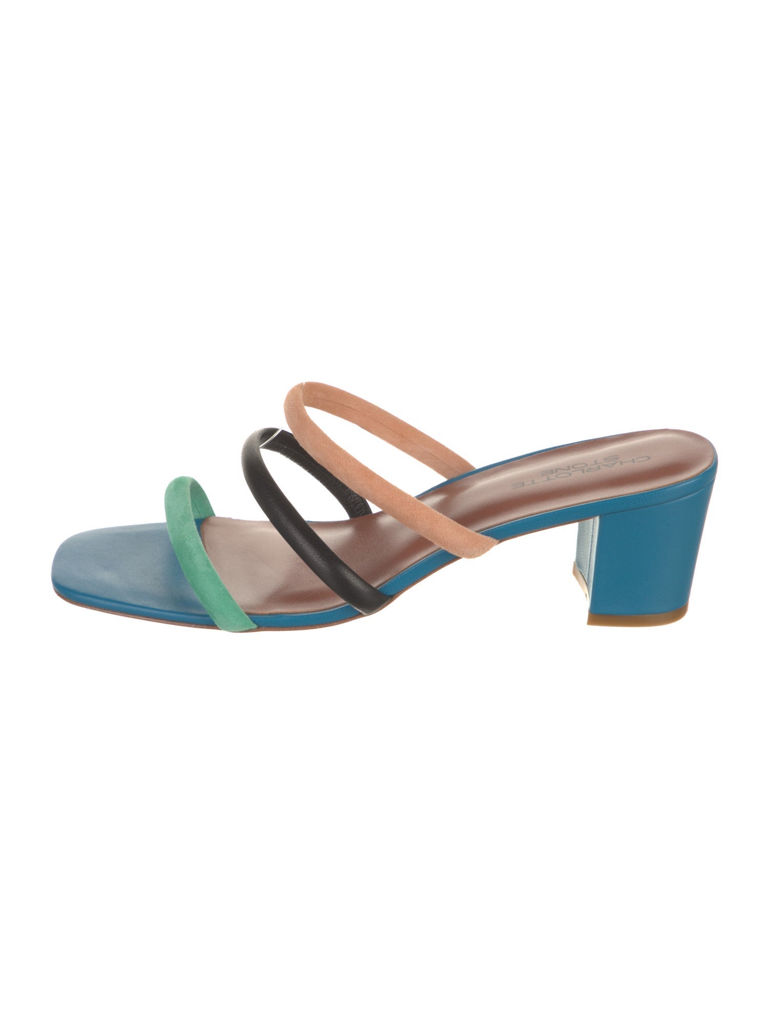 Charlotte Stone Leather Colorblock Pattern Slides