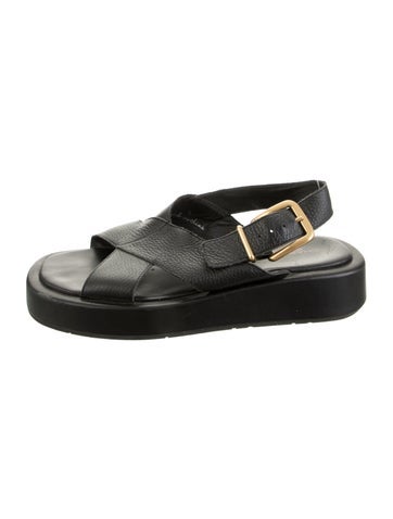 Pre-owned Charlotte Stone Leather Sandals In Black/green