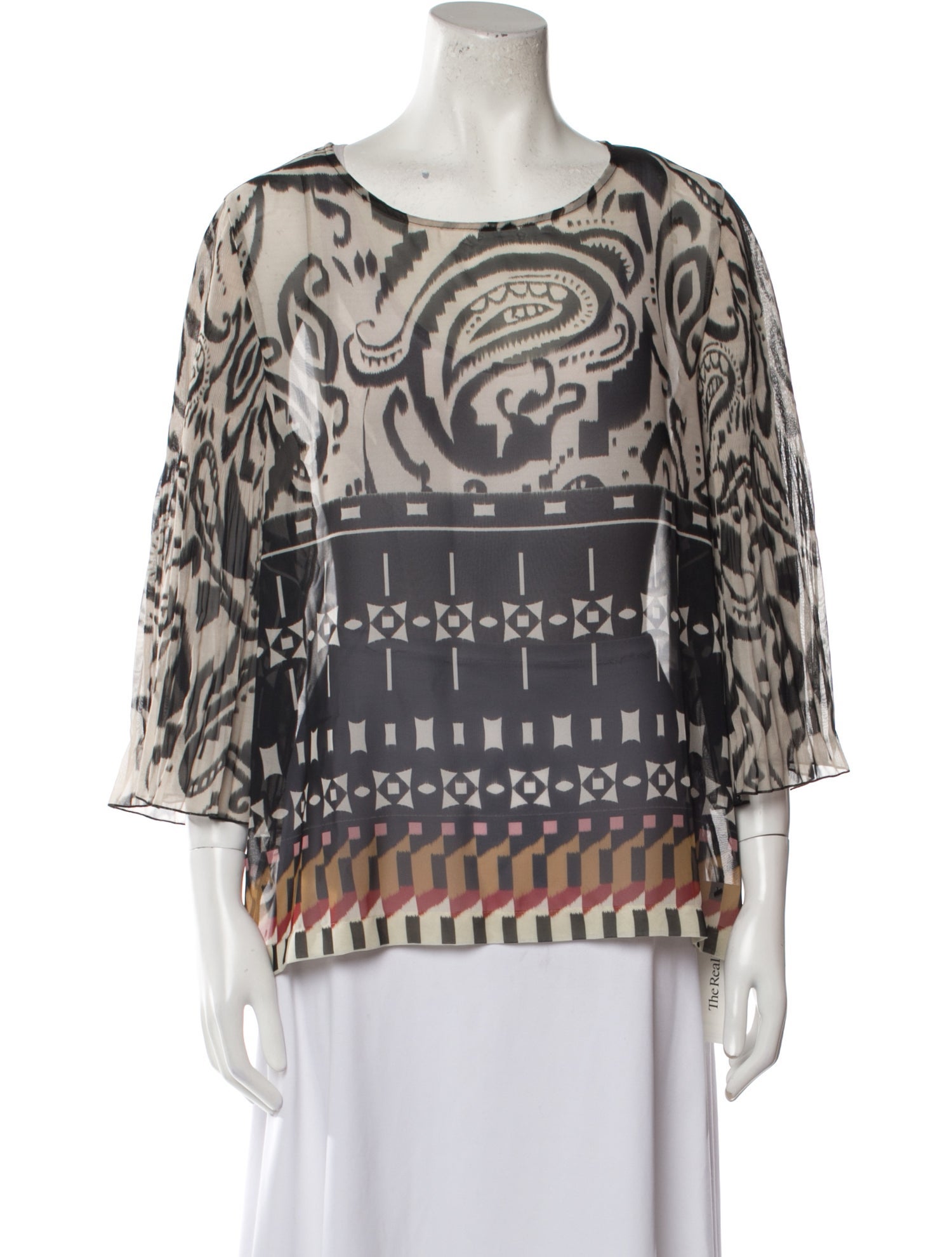 Clips Printed Scoop Neck Blouse w/ Tags