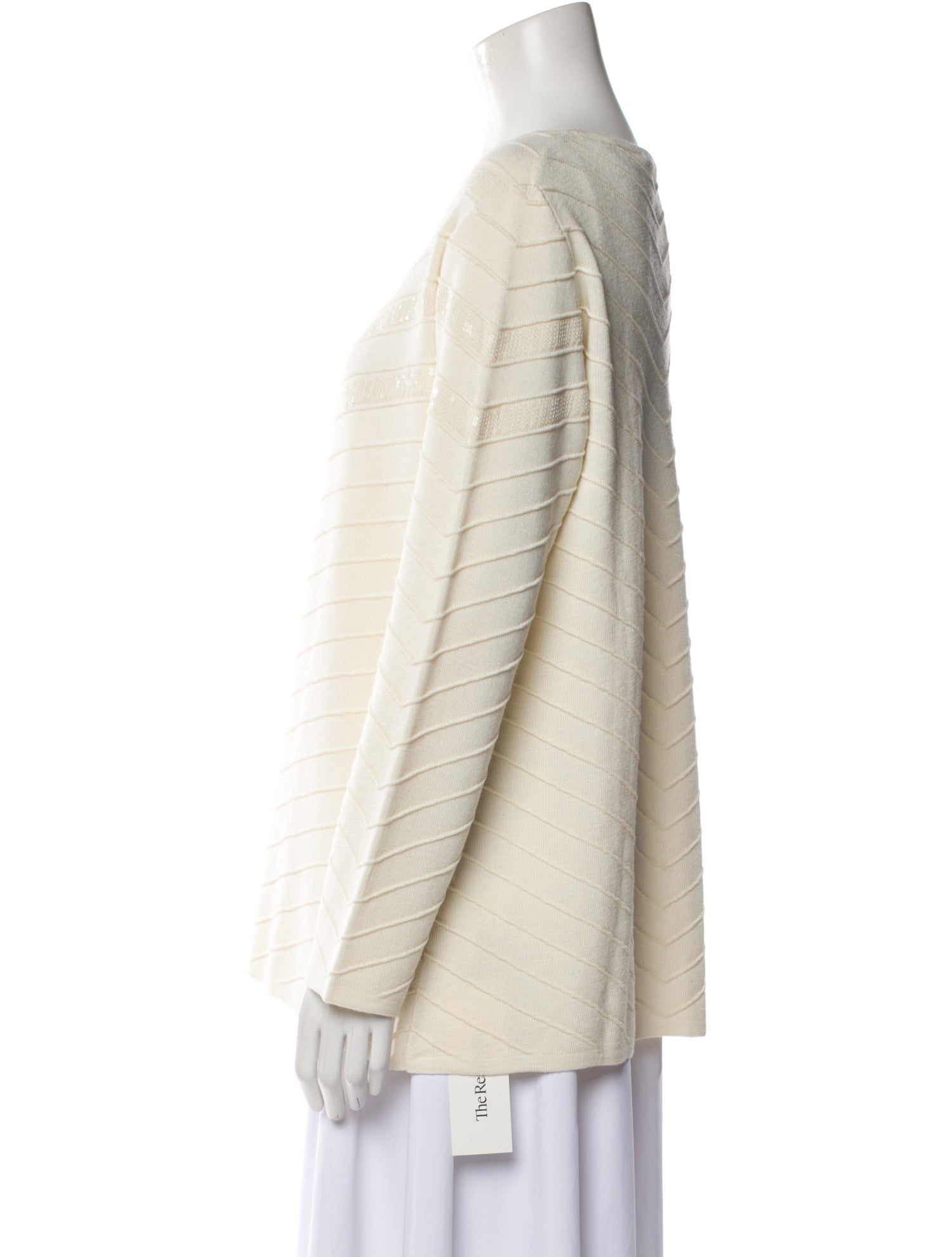 Clips Striped Scoop Neck Sweater