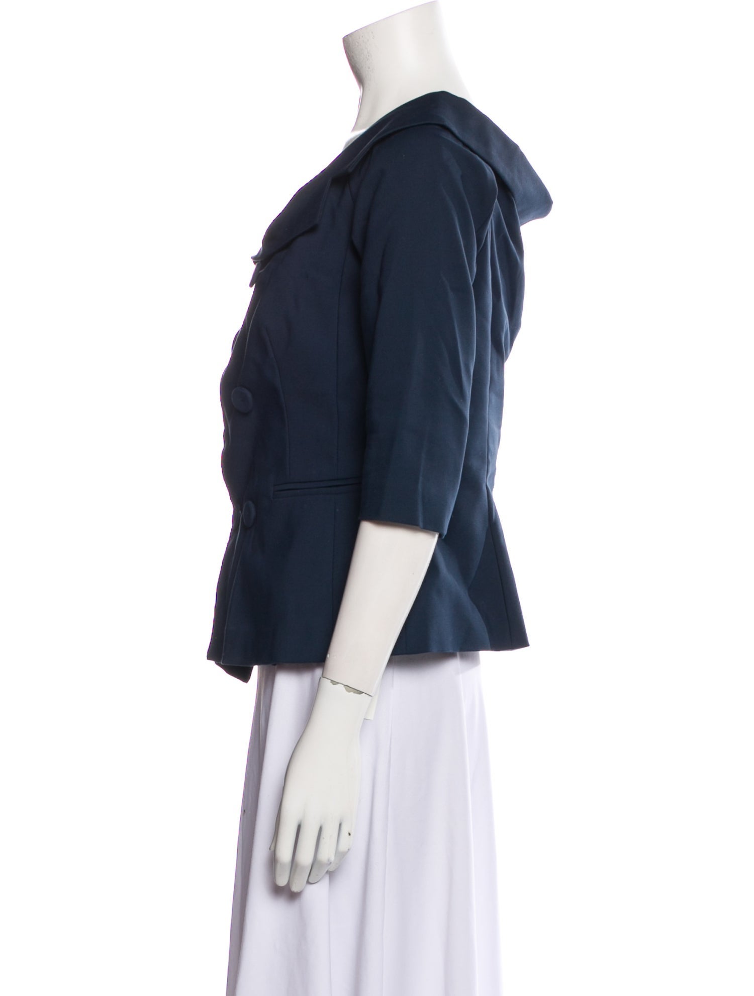 Clips Three-Quarter Sleeve Button-Up Top