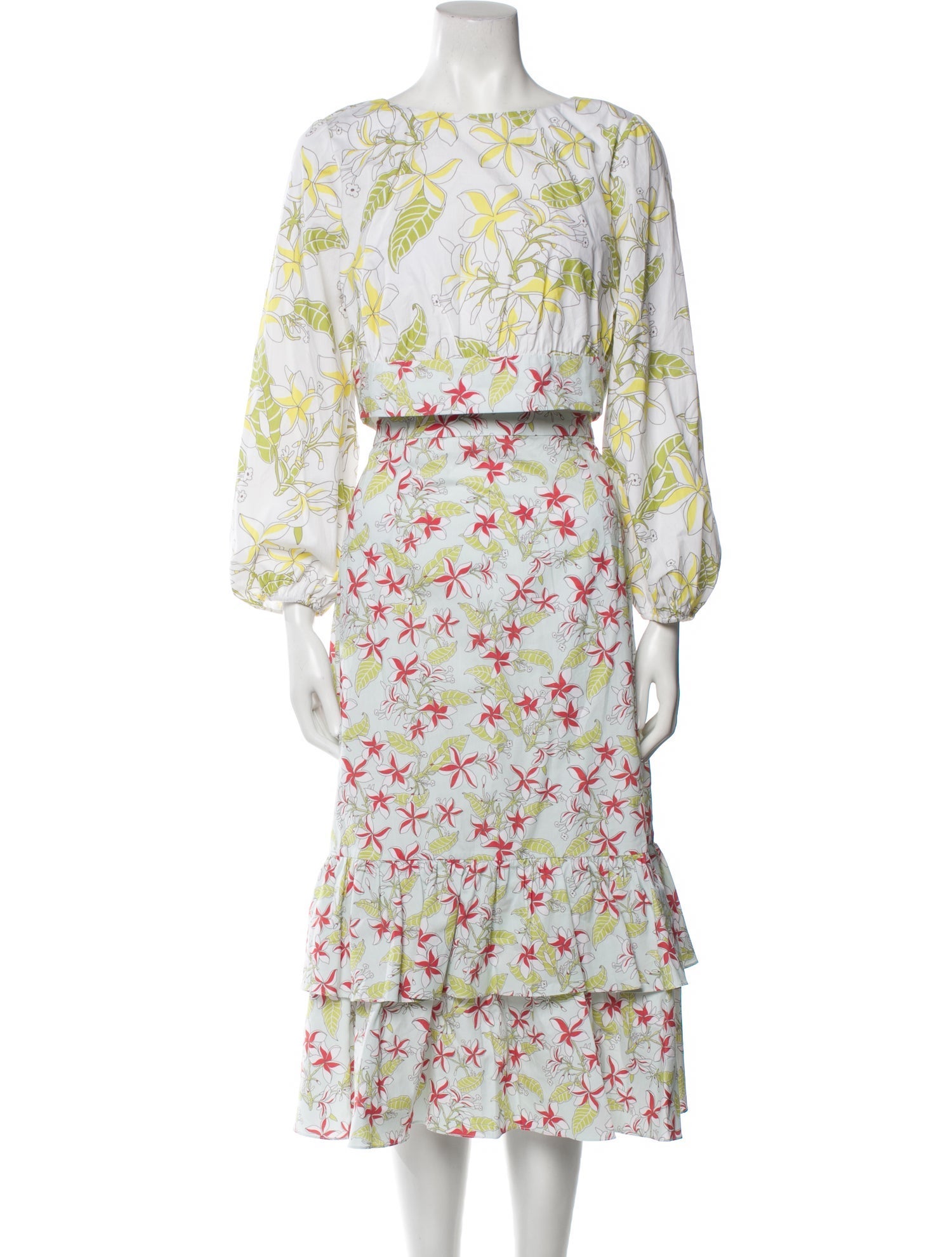 Coco Shop Floral Print Ruffle Embellishment Skirt Set