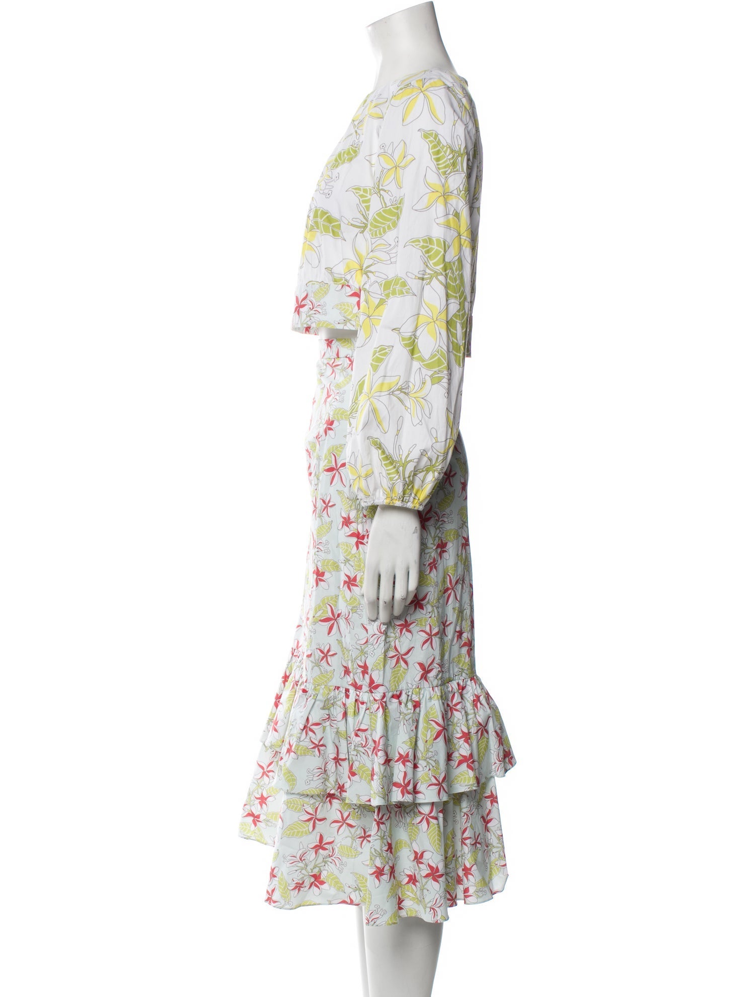 Coco Shop Floral Print Ruffle Embellishment Skirt Set