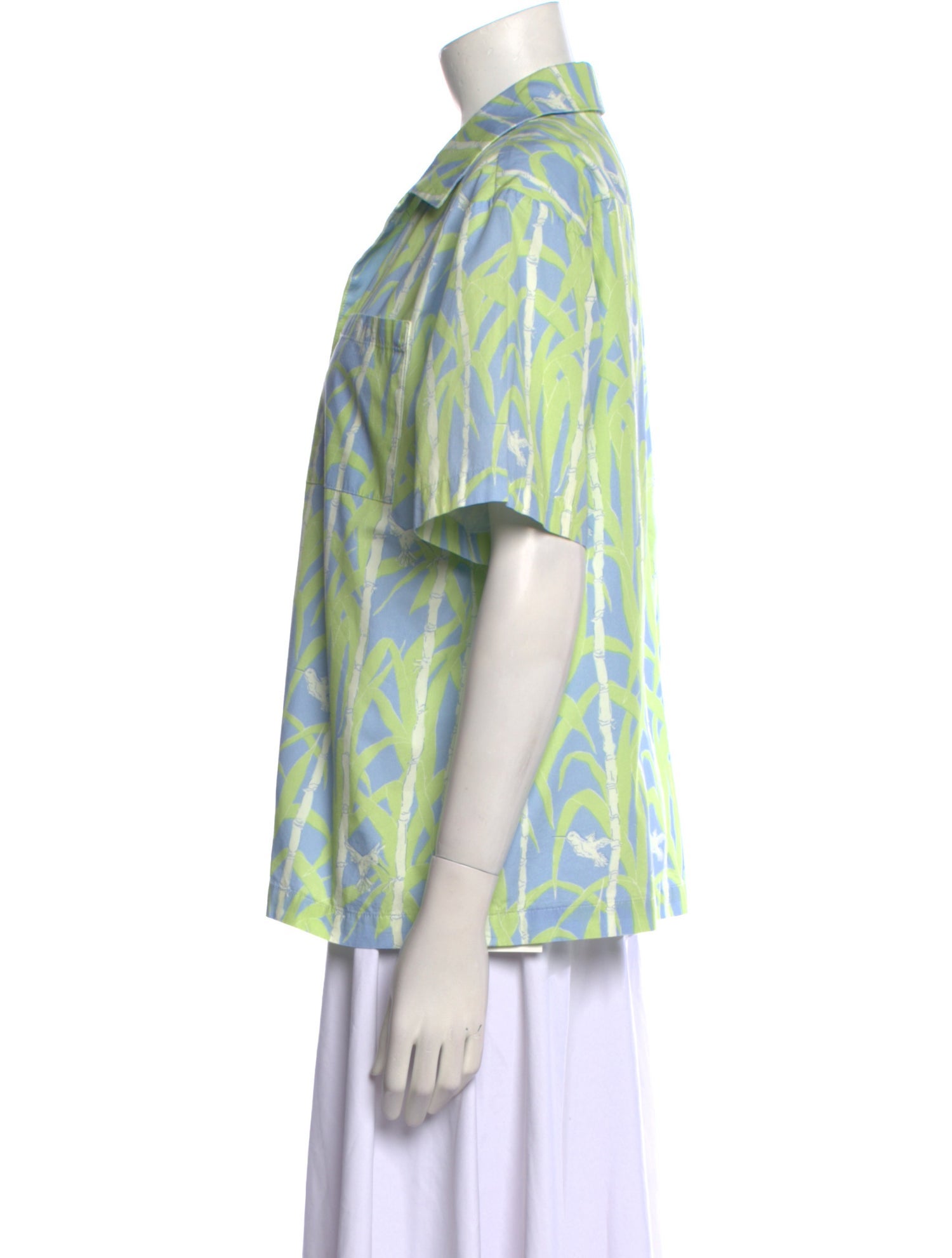 Coco Shop Printed Short Sleeve Button-Up Top