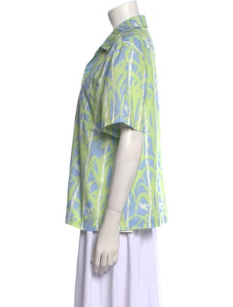 Coco Shop Printed Short Sleeve Button-Up Top