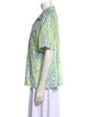 Coco Shop Printed Short Sleeve Button-Up Top