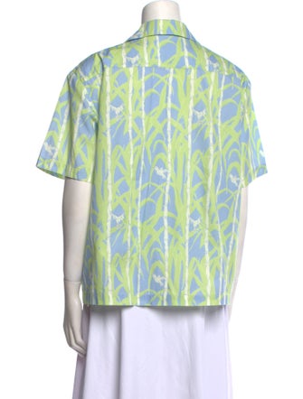 Coco Shop Printed Short Sleeve Button-Up Top
