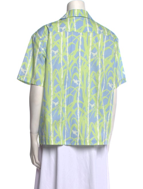 Coco Shop Printed Short Sleeve Button-Up Top
