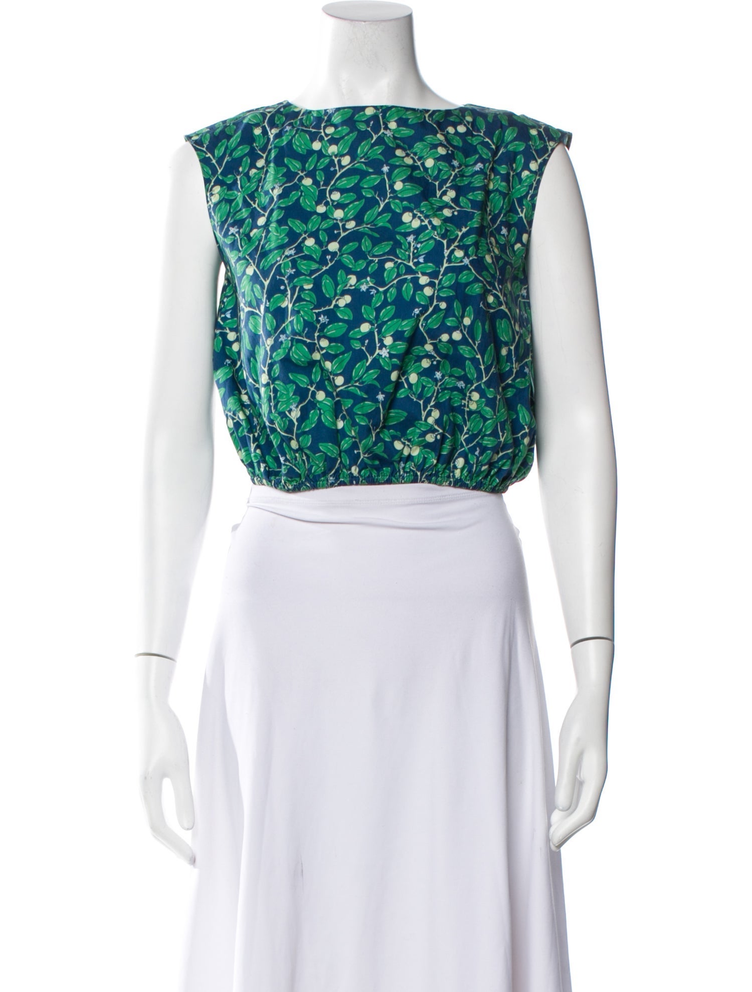 Coco Shop Printed Bateau Neckline Crop Top